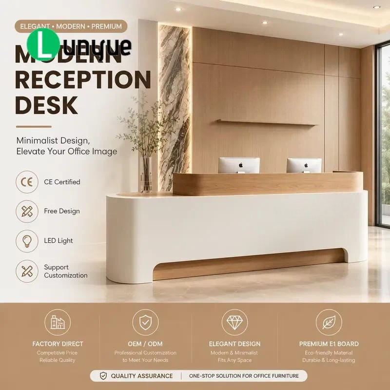 Office Furniture Logo - Meja Resepsionis MDF Modern dengan Logo
