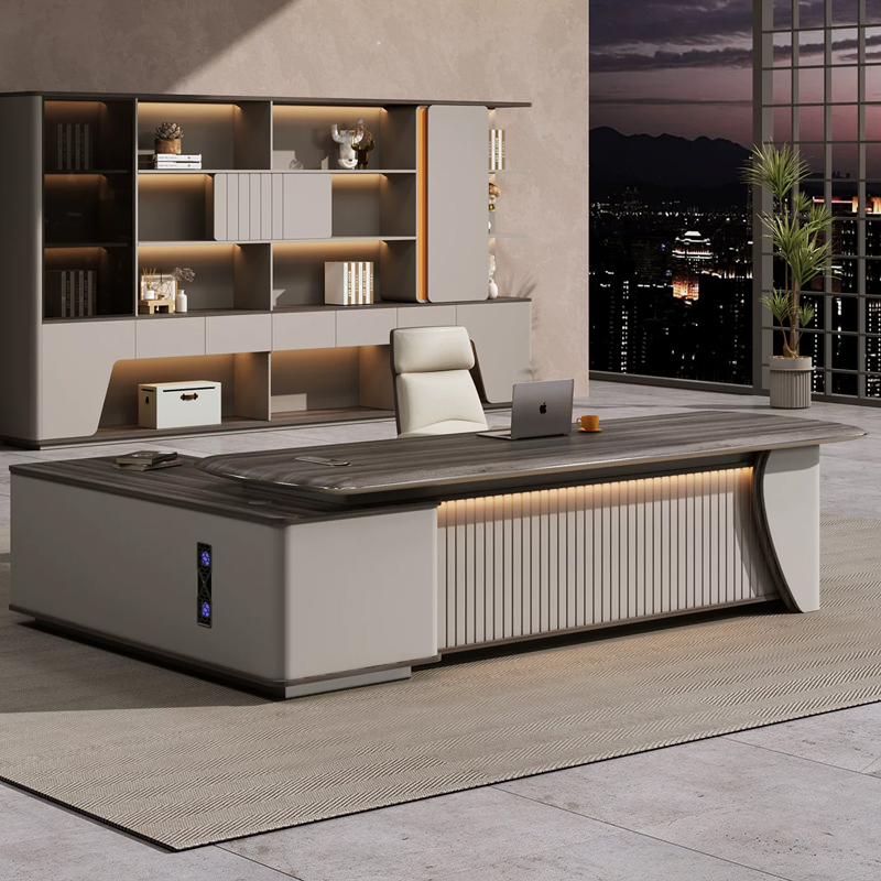 Office Furniture High End - Set Meja Manajer CEO Kayu Mewah