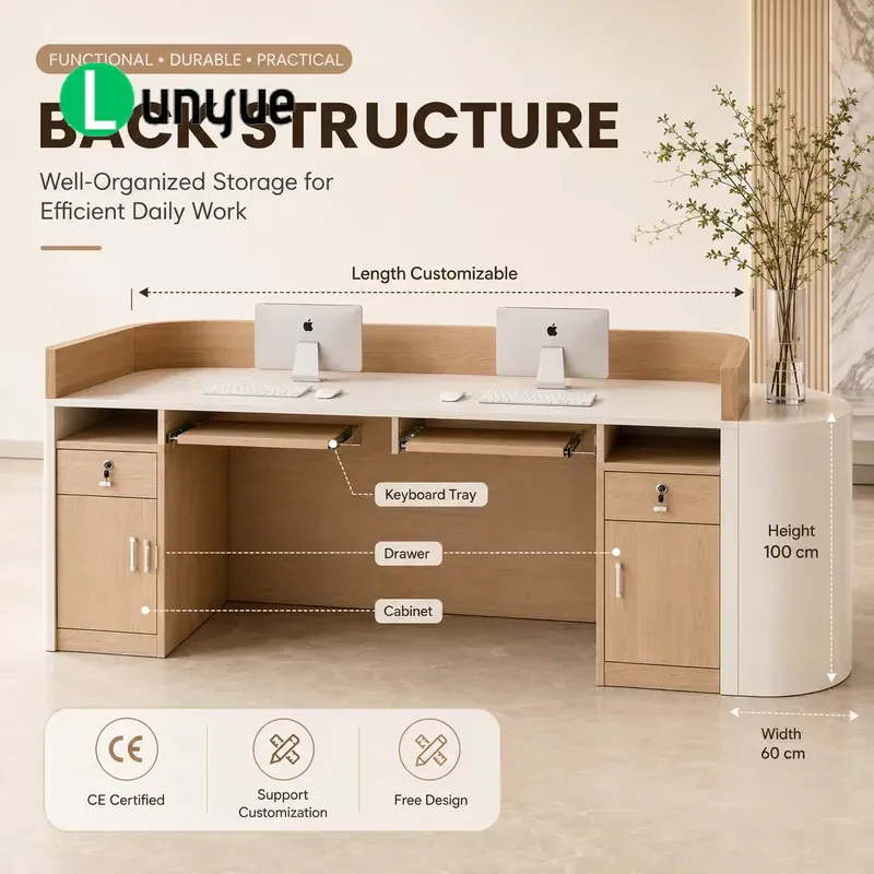 Meja Resepsionis MDF Modern de - Office Furniture Logo ulasan dan harga