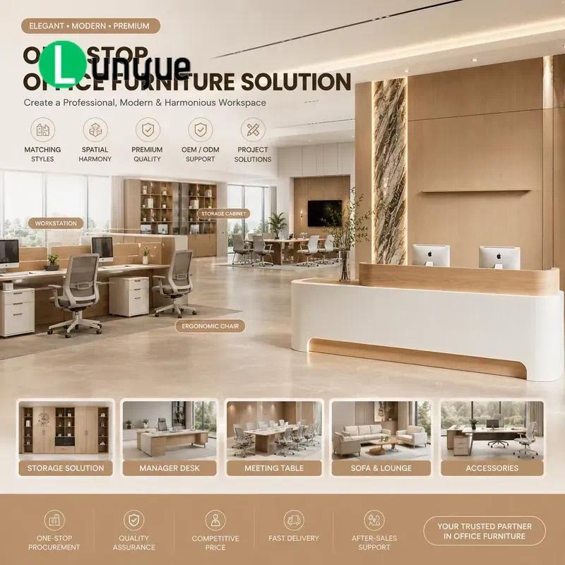 Meja Resepsionis MDF Modern de - Office Furniture Logo ulasan dan harga