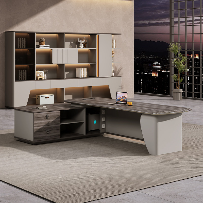 Set Meja Manajer CEO Kayu Mewa - Office Furniture High End ulasan dan harga