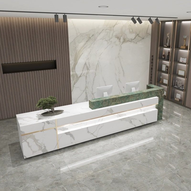 Meja Resepsionis Marmer Mewah  - Office Furniture High End ulasan dan harga